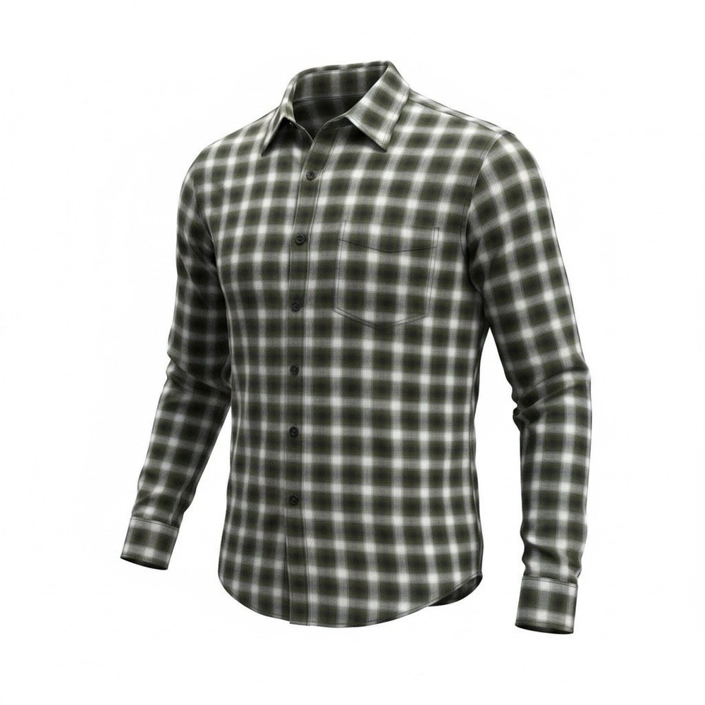 J. CREW Shirt Olive Shadow Plaid Cotton Flannel Medium Button Down Vintage 90s